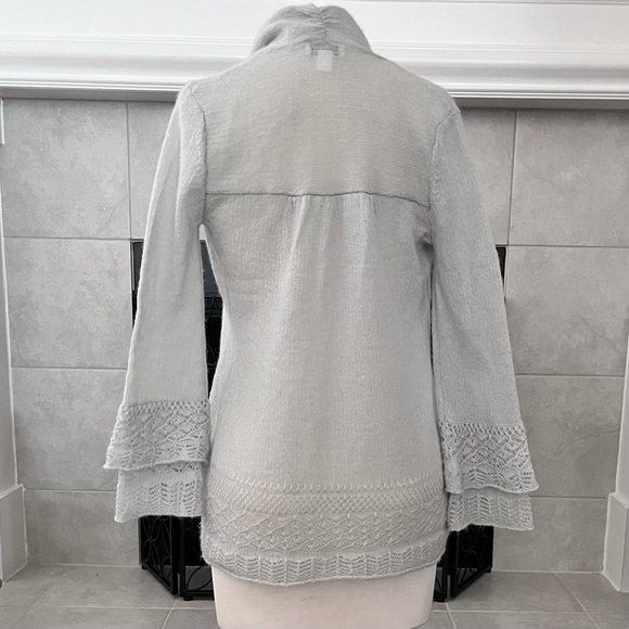Ann Taylor Mohair Wool Blend Loft Open Cardigan Sweater Pointelle Gray Size XS - Picture 5 of 11